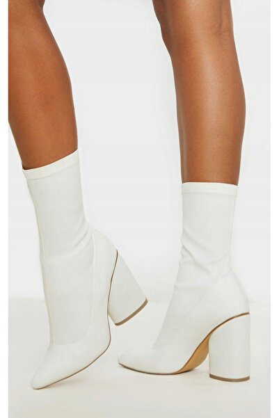 NO BRAND Prettylittlething cizme albe cu toc 40