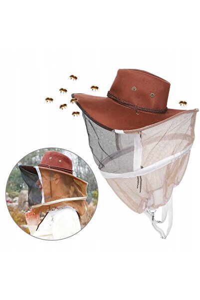 NO BRAND Pălărie de apicultor, tip cowboy, cu plasă de protecție la 360 de grade