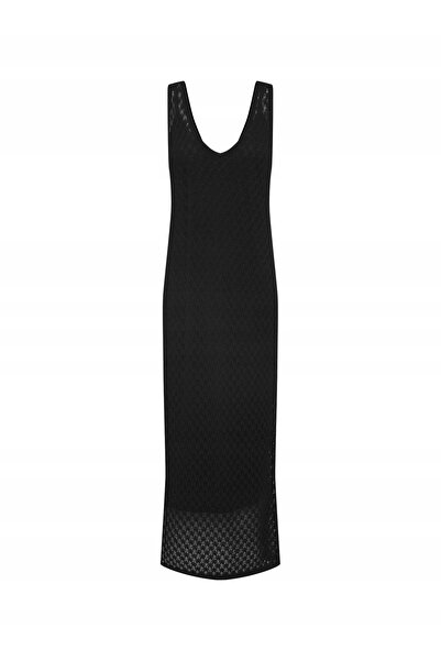 NO BRAND Rochie lungă maxi neagră cu bretele și decupaje Editat 34