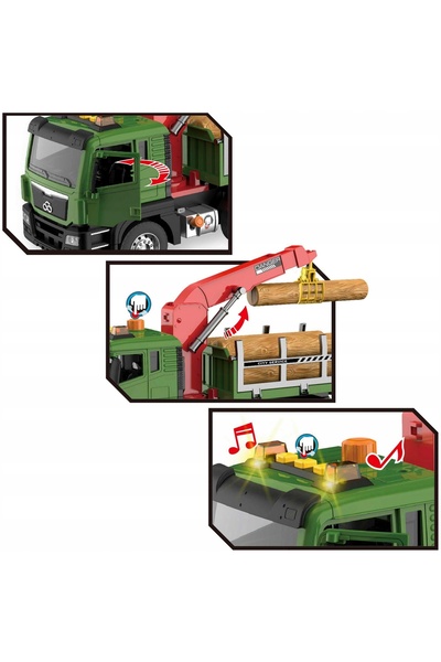 NO BRAND Camion Auto Macara Transport Bușteni de Lemn Sunete Lumini Roți de C...