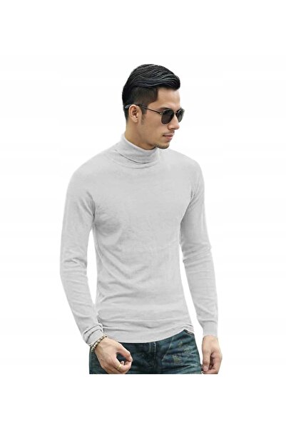 NO BRAND Pulover subțire elegant cu guler înalt pentru bărbați Arek, 100% bum...