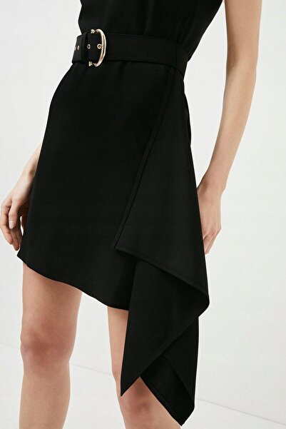 NO BRAND Karen Millen 40 Rochie mini dreaptă neagră, cu umerii goi, netedă