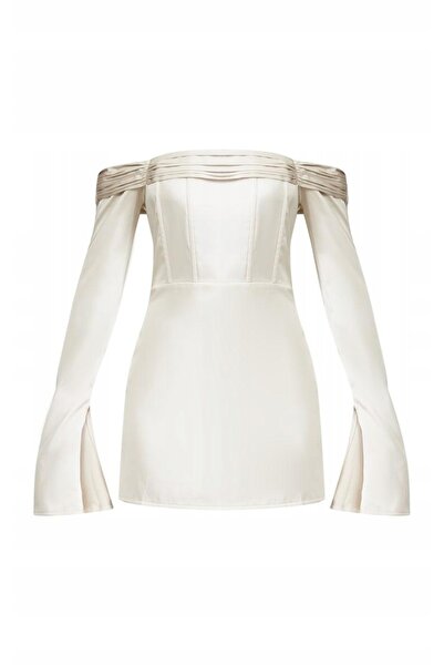 NO BRAND Rochie mini bej cu umerii goi Prettylittlething 36