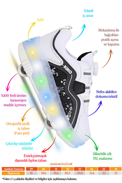 Kiko Kids Lucia Patenli Işıklı Erkek Çocuk Spor Ayakkabı Kaykay
