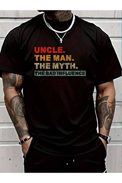 9TAY تي شيرت 100% قطن بطباعة عبارة Uncle Man Myth The Bad Influence للرجال وا...