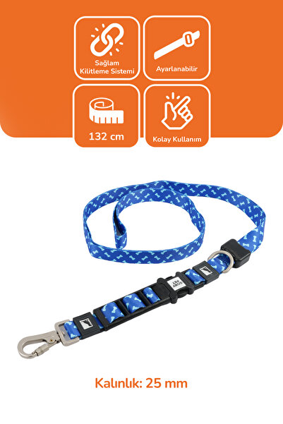 GOBYPET Köpekler İçin Dayanıklı Ve Güvenli, Desenli Eller Serbest Gezdirme Tasması ( 25mm )