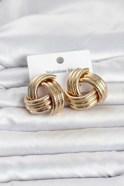 Mega Bazaar 316L Steel Gold Color Spiral Model Women's Earrings