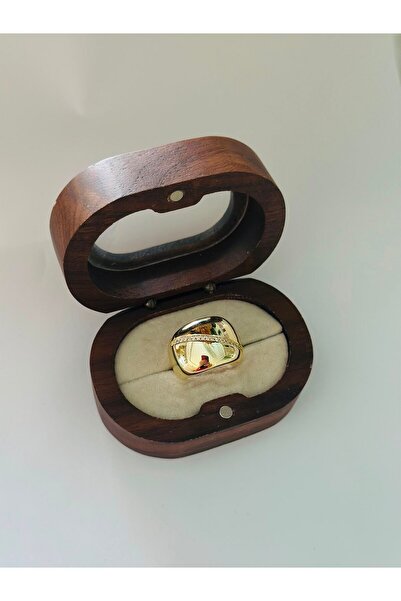 BYYEŞO Zircon Stone Detailed Plate Adjustable Ring (Steel)