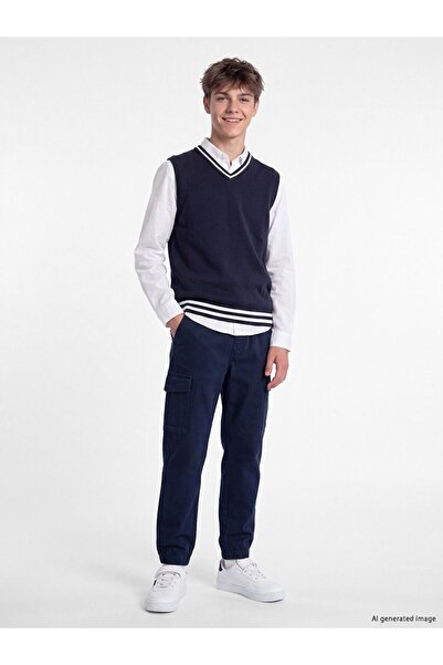 LC Waikiki Lcw Kids Navy Blue Boys Gabardine Cargo Pants