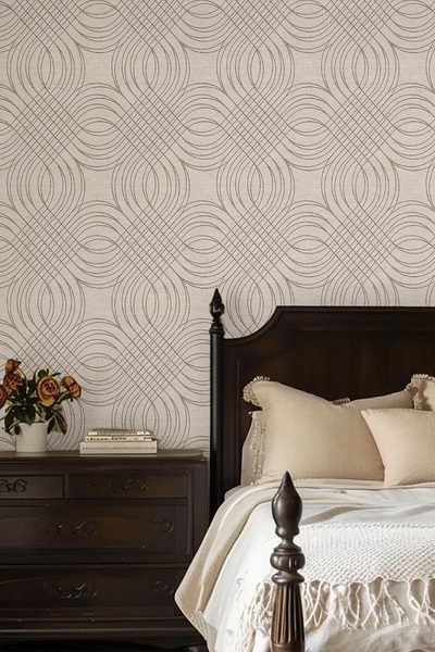 dreamwall Geometrik Kavisli Hatlar ve Örgü Desenli Tek Parça Tekstil Duvar Ka...