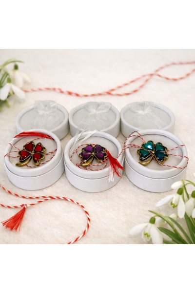 velve Set 3 martisoare tip brosa trifoi, Lucky, in cutii individuale cu fundi...