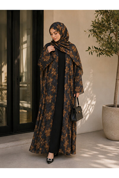 Passion by rahi Floral printed double layer chiffon Abaya&Hijab