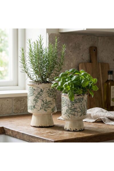 MONDEX Husă decorativă pentru ghiveci, ceramică, tip crocket, 16.5x16.5x23, b...