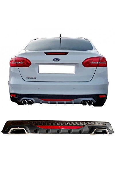 HasAkman Ford Focus Mk3 Siyah Difüzör Difizör Kare Egzoz Görünüm Reflektörlü