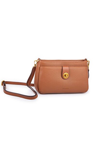 Nas Bag Mini Kadın Çapraz ve Omuz Çanta (22x14 cm) Taba