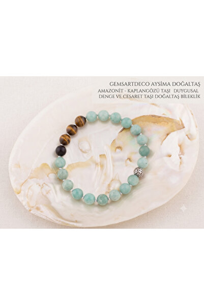 gemsartdeco Amazonite Eye of the Tiger Natural Stone Bracelet