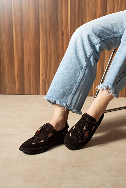 DUXAL SHOES Paige Hakiki Deri Kadın Boncuk Detaylı Tasarım Yazlık Kapalı Sandalet & Ayakkabı