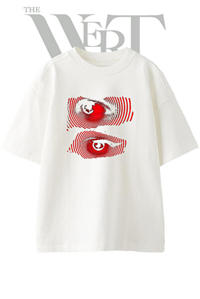 THEWERT Μπλουζάκι Unisex με στάμπα Hypnotic Eye Design σε λευκό χρώμα oversize