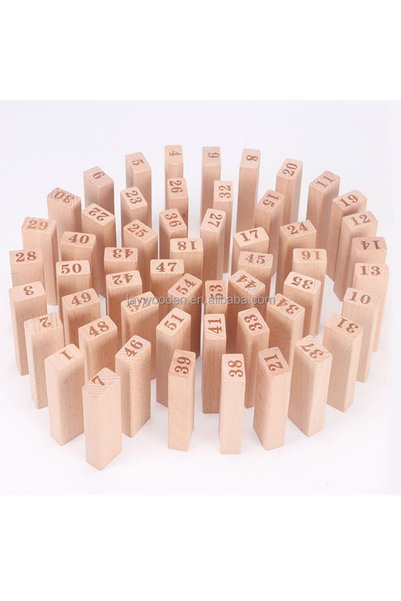 Fors Wholesale 54pcs Educational Hardwood Fort Building Kit Construction Toy Tower Game Wooden Blocks Set Dominos Game