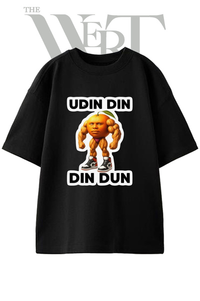 THEWERT Kasli Orange Meme Design Printed Unisex Black Oversize T-Shirt