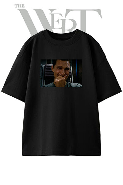 THEWERT Tricou oversize negru unisex cu imprimeu Matthew McConaughey Design