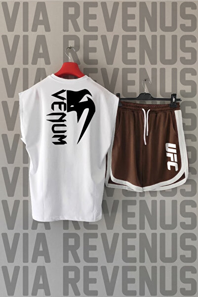Vordevia Ufc Front and Back Printed Zero Sleeve Crew Neck White Sports Tshirt...