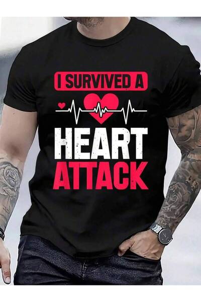 01THEONE تي شيرت 100% قطن بتصميم "Survived Attack Survivor Awareness" للرجال ...