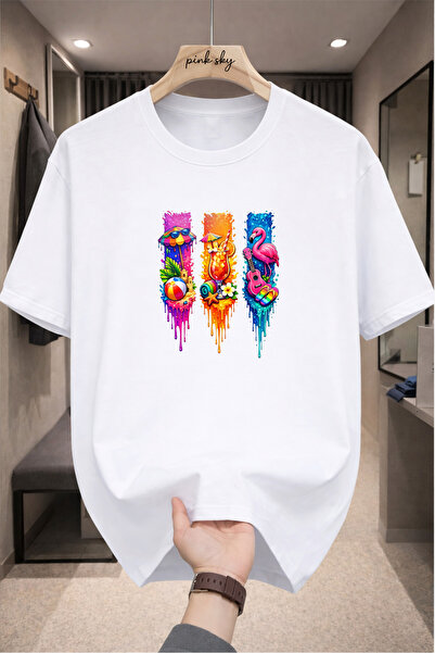 Pink Sky Premium Oversize T-Shirt 100% Cotton Unisex Comfortable Fit Trending...