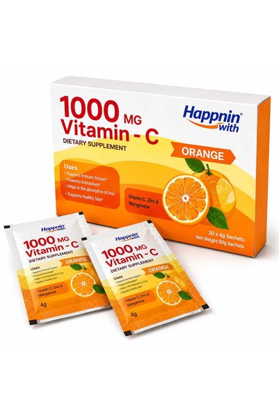 Happnin Hlth VITAMIN C 1000 MG , ZINC & MANGANESE SACHETS 30