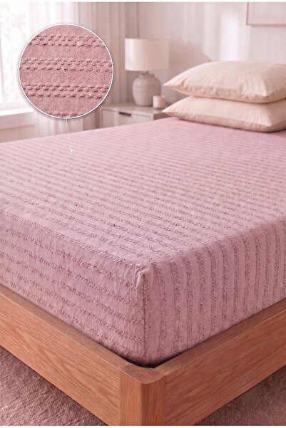 Miabella Home Lastikli Çarşaf Çift Kişilik Lastikli Çarşaf %100 Pamuk Tek Kişilik Lastikli Çarşaf Armürlü Fitted