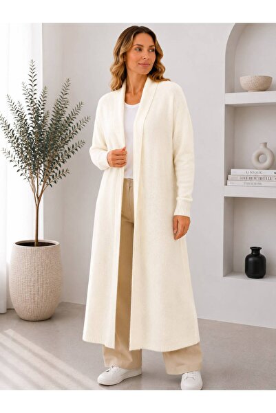 SFG Women's Long Maxi Standard Sleeve and Feathered Knitted Cardigan