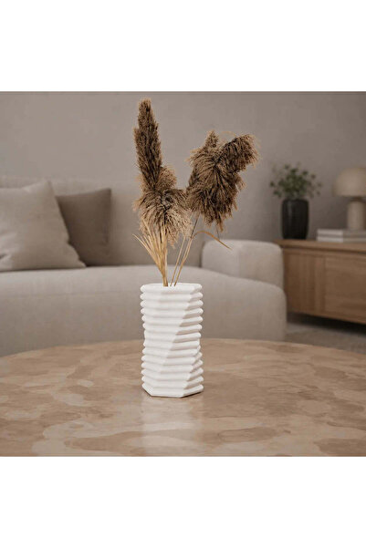 OEM Vaza decorativa moderna alb mat, 20 cm – Design geometric, ideala pentru ...