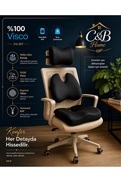 Genel Markalar C&H HOME 3'lü Set Ergonamik Ofis Sandalyesi Minderi Bel Boyun ...