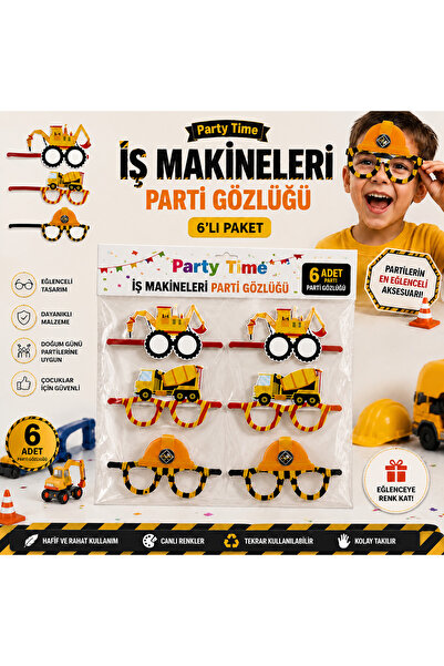 Partifabrik Construction Themed Cardboard Party Glasses 6 Pieces