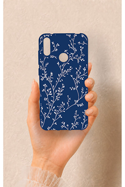 Vip Case Huawei Y7 2019 Uyumlu İnce Yaprak Dalı Desenli Silikon Kılıf