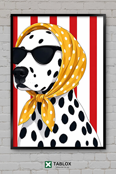 TABLOX Dog Dalmatian Aesthetic Minimal Drawing Design Wooden Framed Decorativ...