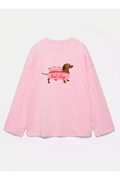 Disante 100% bumbac, cu potrivire oversize, tricou cu mânecă lungă cu decolte...