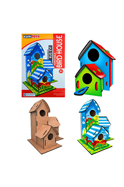 Kumtoys Ahşap Boyama Seti Kuş Evi 3 Lü 4 Yaş+