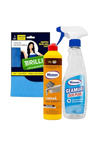 Misavan Kit de curățare ferestre și suprafețe – DUO Plus + Cremă multisuprafe...