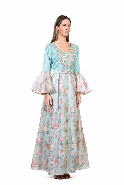 ELEGANZA LA MODE Mint Green Moroccan Kaftan – ELM M 666