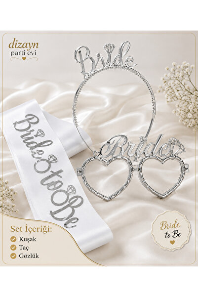 Dizayn Parti Evi Bride To Be Bekarlığa Veda Seti Gold & Gümüş Seçenekli Taç K...