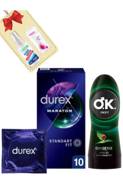 Durex Maraton Geciktiricili 10'lu Prezervatif+Ginsengli 2'in 1 Masaj Jel 200 ...