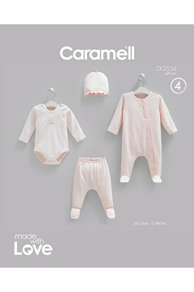 Caramell 100% Cotton Fashion Girl Bodysuit and Pants 4-Piece Set 50-62 cm 0-3...