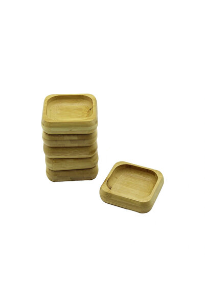 shopwave 6 Pcs 9X9Cm Square Wooden Bamboo Plate - Delight Bowl Depth: 1.8cm (...