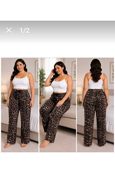 Lady Queen Lycra Ring Viscose Oversize Size Pajama Bottoms 6020