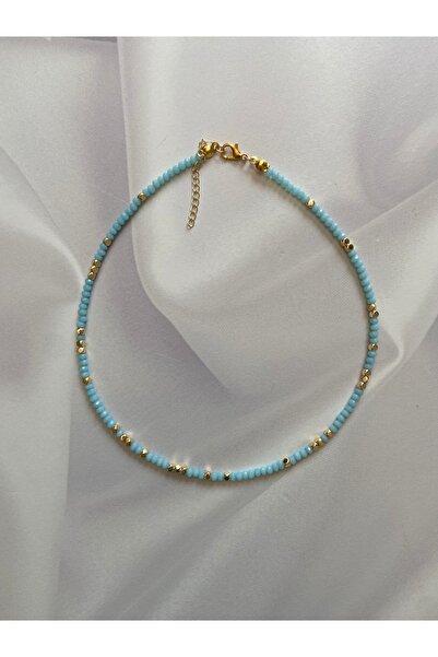 Burçin Örbük Accessory Bebe Mavi Kristal Küp Dorika Kolye