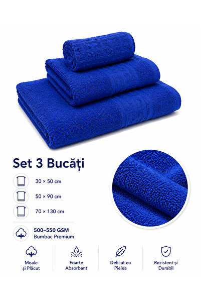 Generic Brand Set Prosoape din Bumbac Premium – 3 Bucăți, 500–550 GSM