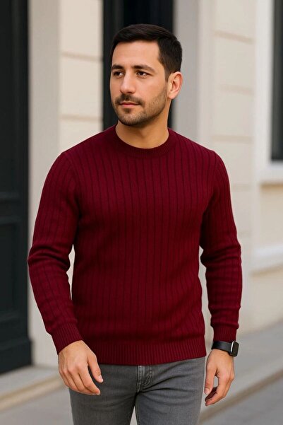 Mariposa Secret Men's Crew Neck Knitwear Sweater Cotton Thick Ribbed Woven Re...