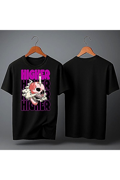 ELFERA Higher Skull Candle Black Printed Tshirt