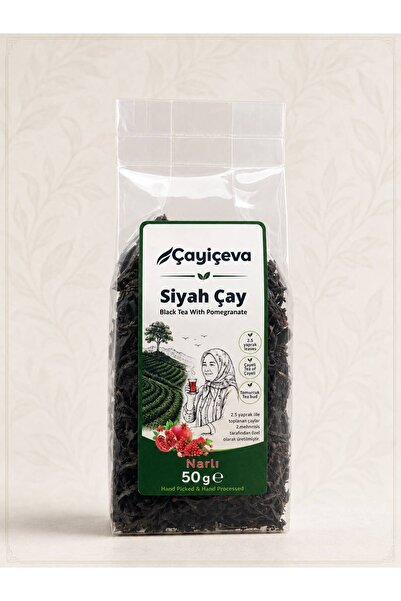ÇAYİÇEVA El Yapımı Narlı Siyah Çay ,Doğal Karadeniz Çayı 50 Gr